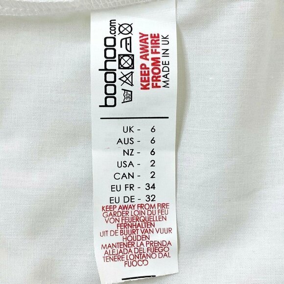 boohoo Women's size 6 Petite V Neck Smock Mini Dress 3/4 Sleeves White NEW - Picture 7 of 8